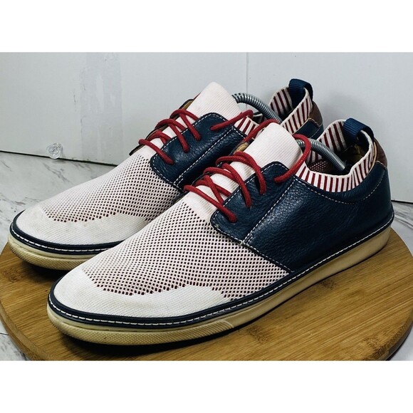 Johnston & Murphy Culling knit leather oxfords in a white and navy blue Sz 11M main image 6